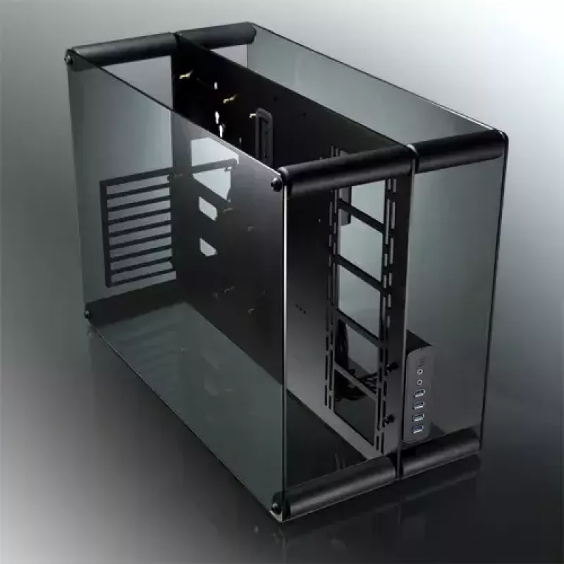 RAIJINTEK Paean galddatora korpuss — melns caurspīdīgs, ATX/Micro-ATX/Mini-ITX, 4x USB 3.2 Gen1, 3x3.5 collu + 3x2.5 collu nodalījumi