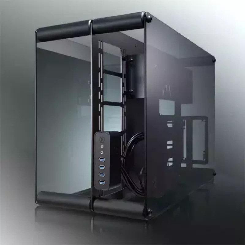 RAIJINTEK Paean galddatora korpuss — melns caurspīdīgs, ATX/Micro-ATX/Mini-ITX, 4x USB 3.2 Gen1, 3x3.5 collu + 3x2.5 collu nodalījumi