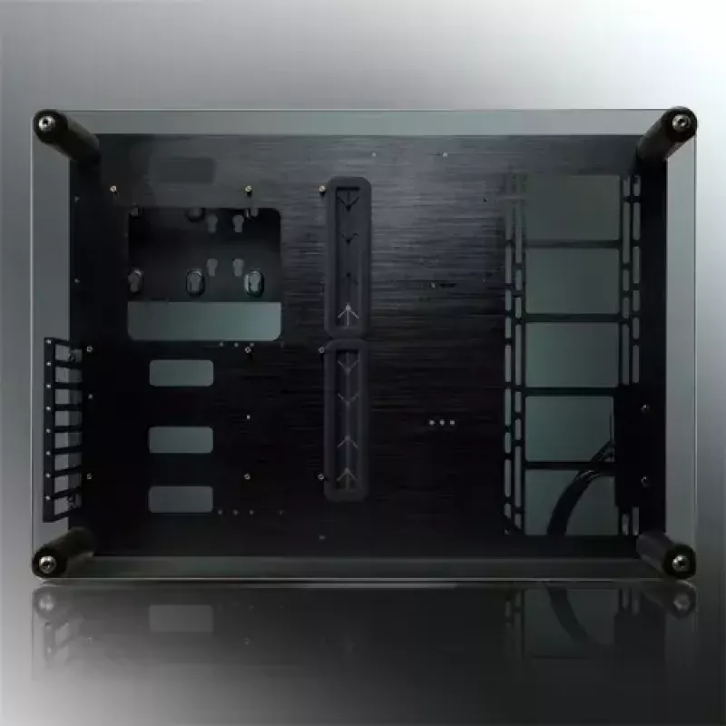 RAIJINTEK Paean galddatora korpuss — melns caurspīdīgs, ATX/Micro-ATX/Mini-ITX, 4x USB 3.2 Gen1, 3x3.5 collu + 3x2.5 collu nodalījumi