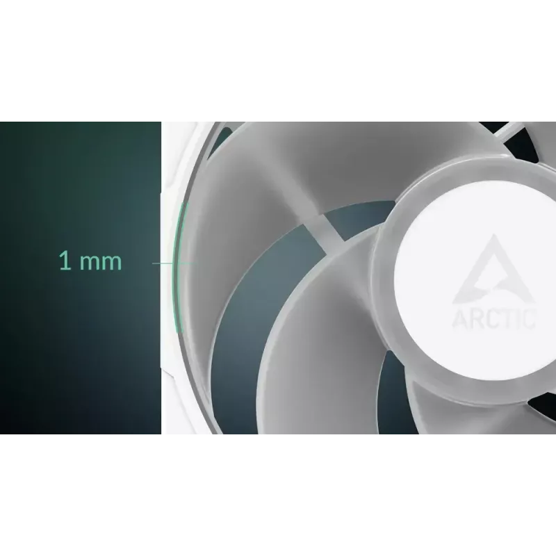 140 mm ventilators Arctic Freezer P14 Pro Reverse A-RGB (balts) — 166,5 m³/h, 5,1 mmH₂O, FDB, PWM, kabeļa sadalītājs