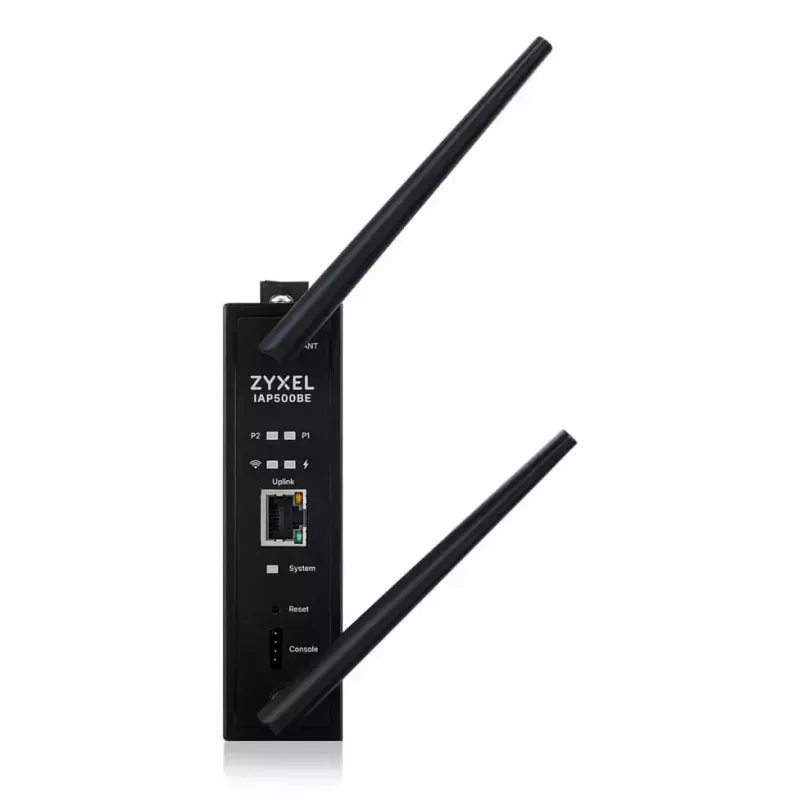Bezvadu piekļuves punkts Zyxel IAP500BE — divjoslu 2,4/5 GHz, 5012 Mbit/s, PoE, 1×RJ-45, ārējās antenas, melns