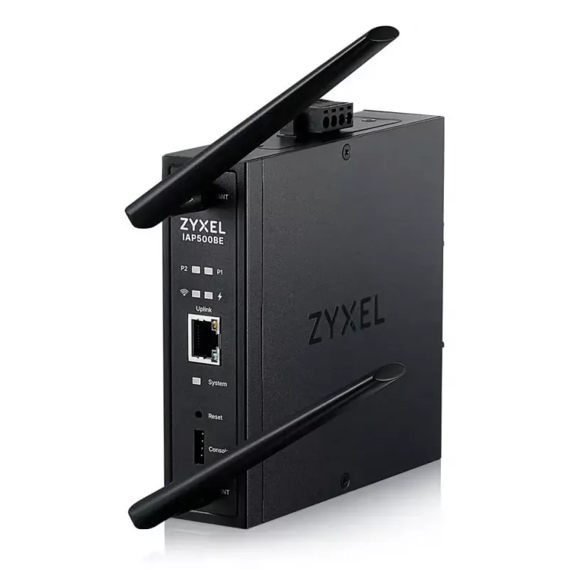 Bezvadu piekļuves punkts Zyxel IAP500BE — divjoslu 2,4/5 GHz, 5012 Mbit/s, PoE, 1×RJ-45, ārējās antenas, melns