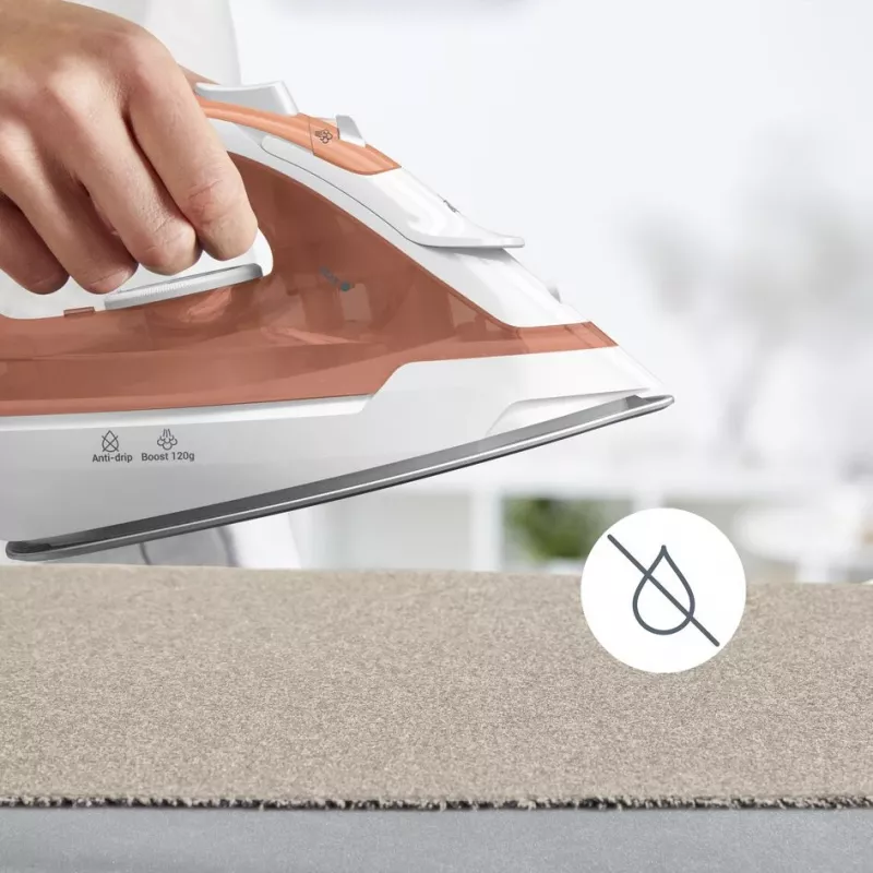 Tefal Virtuo 30 FV2C40E0 gludeklis Sausās un tvaika gludināšanas gludeklis Keramiskā pēda 2000 W Persiku, Balts