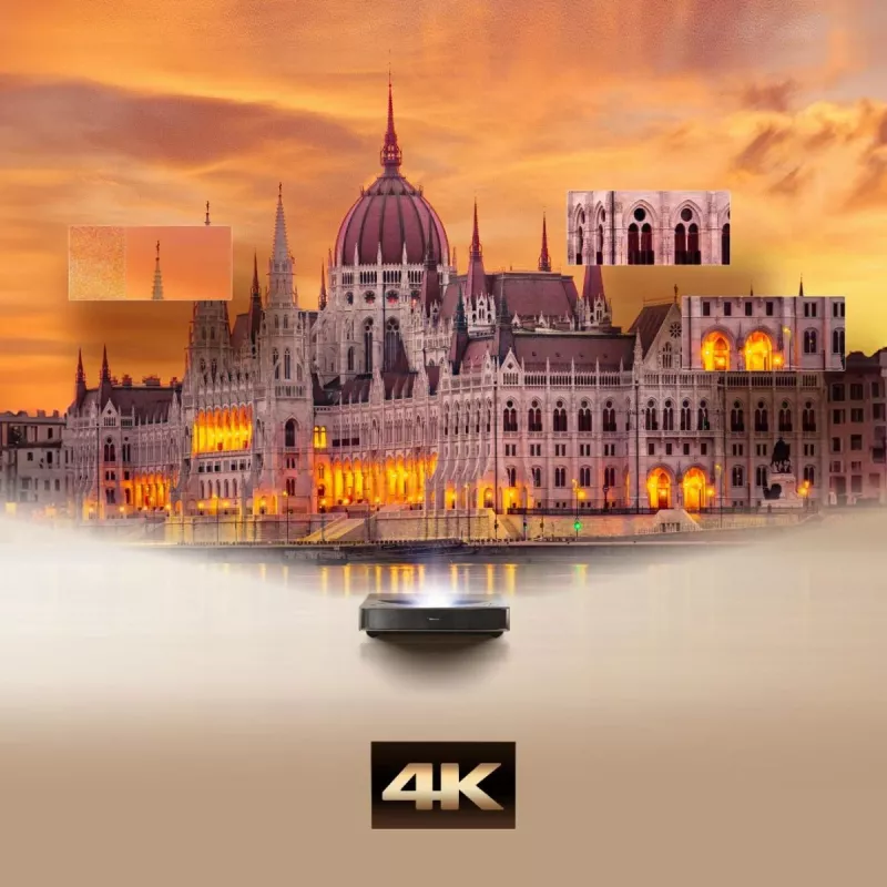 Projektors HISENSE PT1 3D viedais televizors, 16:9 dabiskā, Wi‑Fi un Ethernet, HDR (HLG), HDMI 2.0/2.1, melns