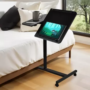 Mobilais augstumā regulējams pārnēsājams galda statīvs MACLEAN MC-121 B — regulējams augstums, slīpums, riteņi, 30 kg slodze, melns