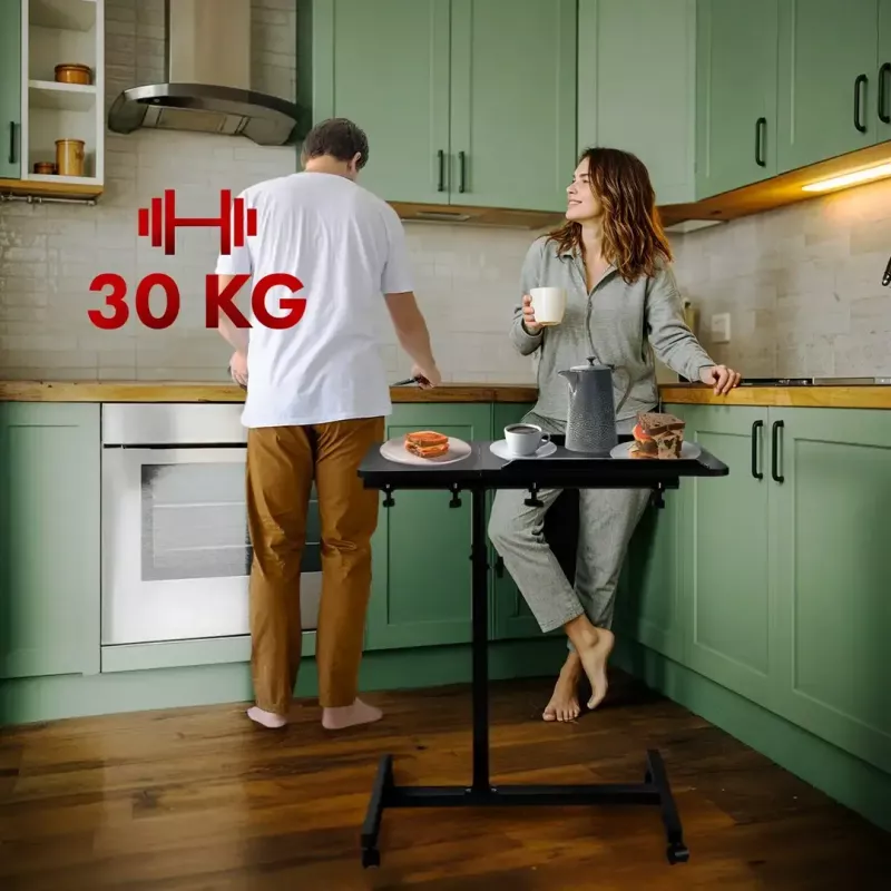 Mobilais augstumā regulējams pārnēsājams galda statīvs MACLEAN MC-121 B — regulējams augstums, slīpums, riteņi, 30 kg slodze, melns