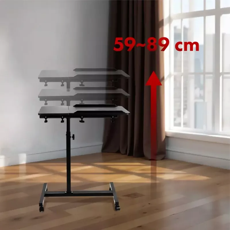 Mobilais augstumā regulējams pārnēsājams galda statīvs MACLEAN MC-121 B — regulējams augstums, slīpums, riteņi, 30 kg slodze, melns