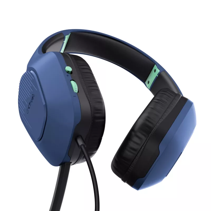 Trust GXT 415B Zirox austiņas ar vadu, galvas saite, spēlēm, zilas