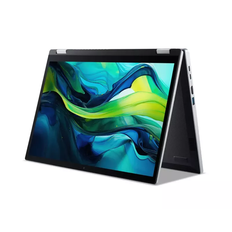 Hibrīds (2-in-1) klēpjdators Acer Aspire Go Spin 14 AGSP14-31PT-C72L — 14 collu WUXGA skārienekrāns, Intel N150, 16 GB LPDDR5, 512 GB SSD, Windows 11 Home, sudraba krāsā