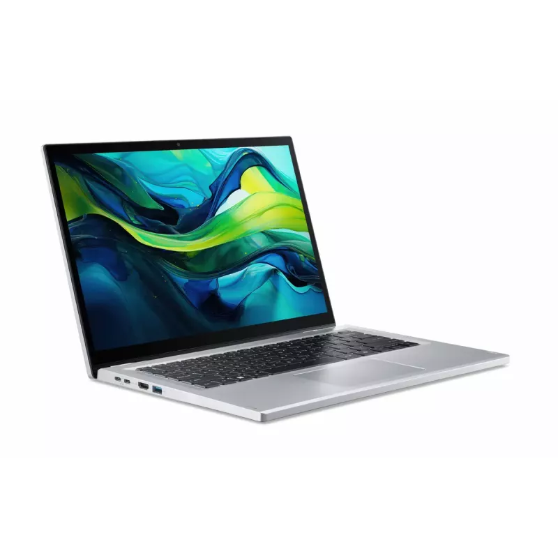 Hibrīds (2-in-1) klēpjdators Acer Aspire Go Spin 14 AGSP14-31PT-C72L — 14 collu WUXGA skārienekrāns, Intel N150, 16 GB LPDDR5, 512 GB SSD, Windows 11 Home, sudraba krāsā