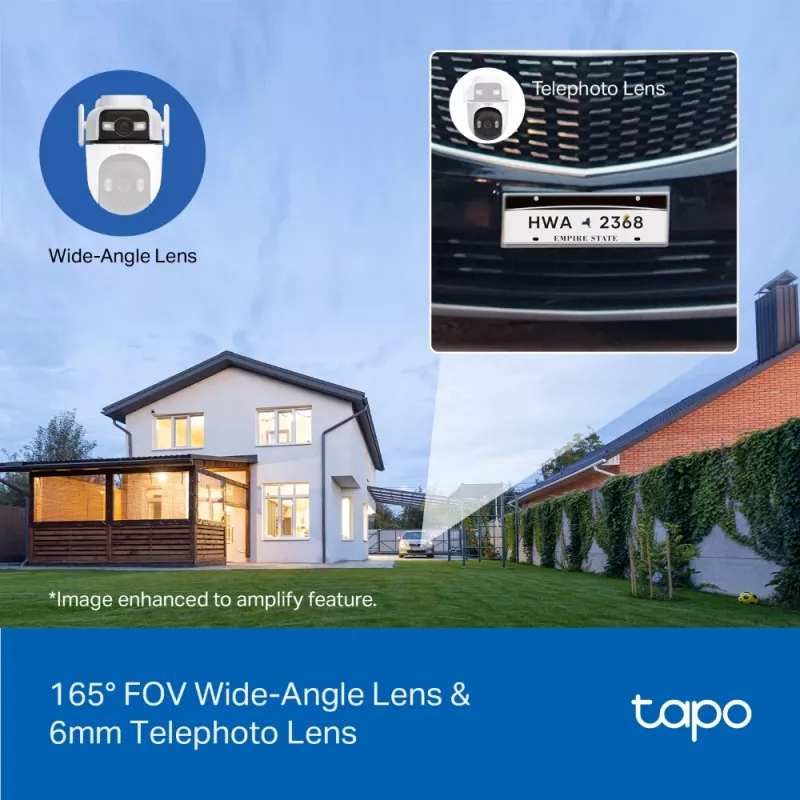 TP-Link Tapo āra dubultā lēcu pagriežama/noliekama drošības kamera, IP drošības kamera, Āra, Vadu un bezvadu, Griestu/Sienas/Staba stiprinājuma, Balta, Sfēriska
