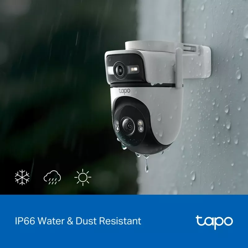 TP-Link Tapo āra dubultā lēcu pagriežama/noliekama drošības kamera, IP drošības kamera, Āra, Vadu un bezvadu, Griestu/Sienas/Staba stiprinājuma, Balta, Sfēriska