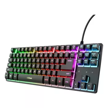 Tenkeyless spēļu tastatūra TRUST GXT 833 Thado, TKL 87 taustiņi, USB, QWERTY US, membrānas, RGB, melna