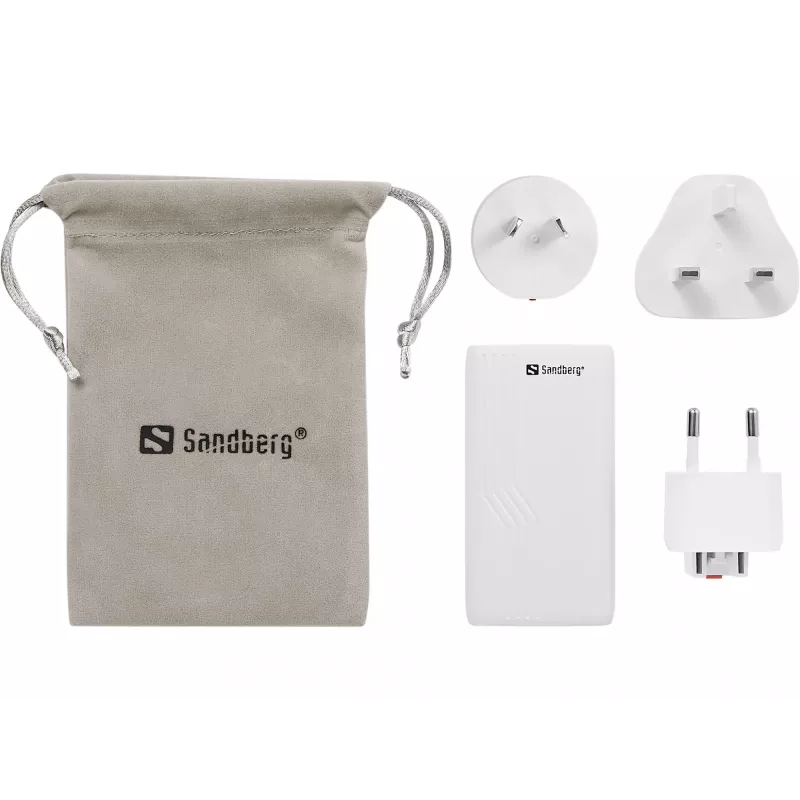 Sandberg 4in1 TravelCharger 65W balts, iekštelpām, maiņstrāva, 20 V, balts