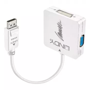 Lindy DisplayPort 1.2 uz HDMI 1.4, DVI un VGA aktīvais pārveidotājs