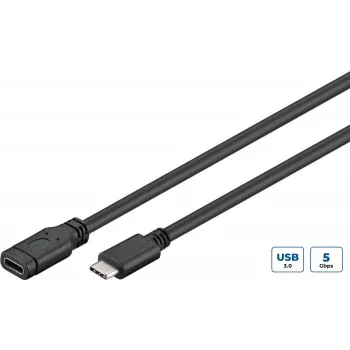 Microconnect USB3.1CC05EX USB kabelis USB 3.2 Gen 1 (3.1 Gen 1) 0,5 m USB C melns, sudrabains