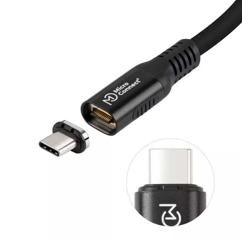 USB4 Gen 3x2 USB-C–USB-C kabelis MicroConnect MC-LS-USB4CC0.15, 0,15 m, melns