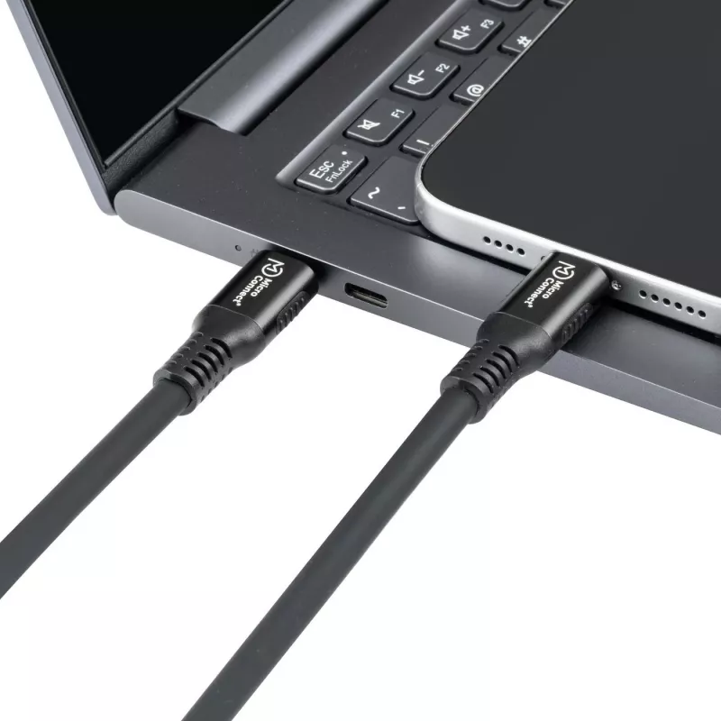 USB4 Gen 3x2 USB-C–USB-C kabelis MicroConnect MC-LS-USB4CC0.15, 0,15 m, melns