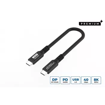 Microconnect USB4CC015-240W USB kabelis USB4 Gen 3x2 0,15 m USB C melns