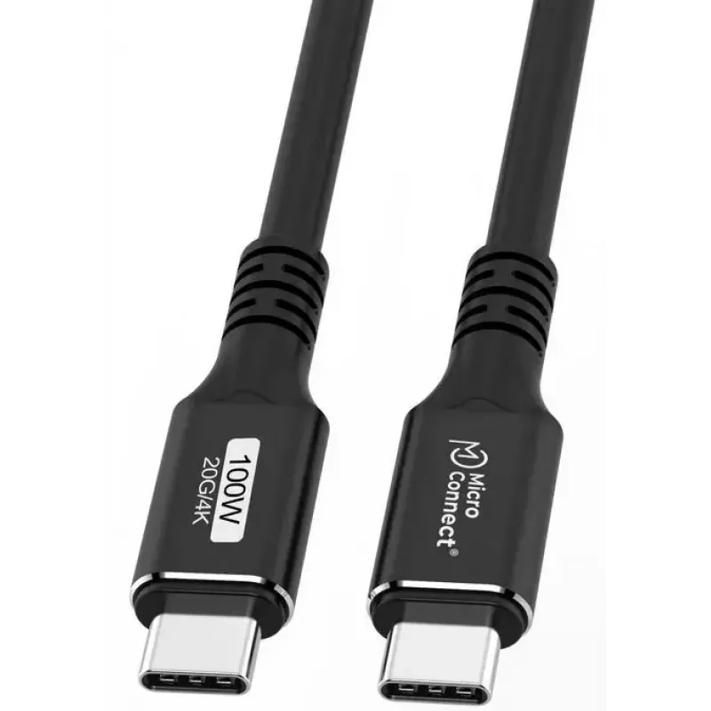 USB-C uz USB-C kabelis MicroConnect USB3.2CC015 — USB 3.2 Gen 2x2, 0,15 m, melns