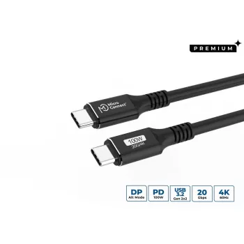 USB-C uz USB-C kabelis MicroConnect USB3.2CC015 — USB 3.2 Gen 2x2, 0,15 m, melns