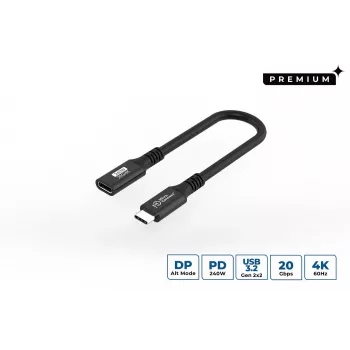 USB-C uz USB-C kabelis MicroConnect USB3.2CC015EX, USB 3.2 Gen 2x2, 0,15 m, melns