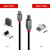 Lindy 2m USB 2.0 Type C to B kabelis, Anthra Line, 2 m, USB C, USB B, USB 2.0, 0.48 Gbit/s, Melns