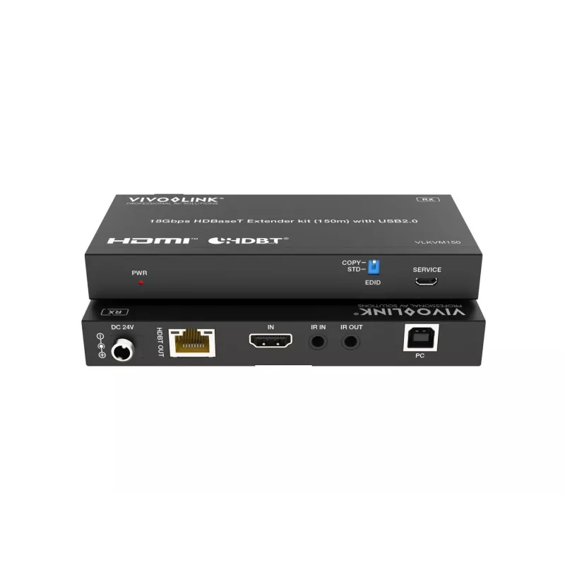 KVM komplekts VivoLink VLKVM150 HDBaseT KVM paplašinātājs 18 Gb/s, diapazons līdz 150 m