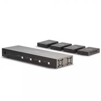 Lindy 70m Cat.6 4x4 HDMI 4K60 Matrix Extender, 3840 x 2160 pikseļi, AV raidītājs un uztvērējs, 70 m, vadu savienojums, melns, HDCP