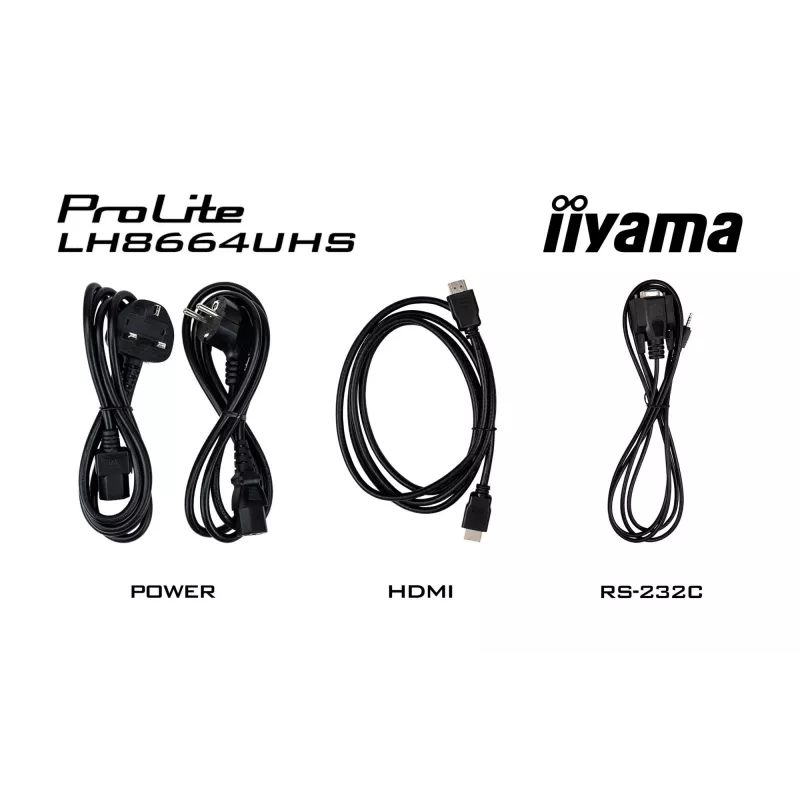 Digitālā reklāmas planšete IIYAMA LH8664UHS-B3AG — 85,6 collas (2,17 m) 3840x2160 4K IPS, 450 cd/m², Wi‑Fi, Android, 24/7, melna