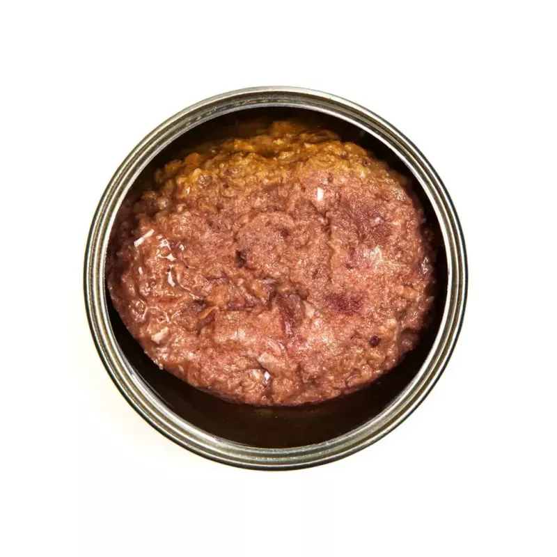 Mitrā kaķu barība 3coty Tītars ar trušu gaļu, 80 g bundžiņa — pilnvērtīga barība pieaugušiem kaķiem, olbaltumvielas 20%, tauki 9%