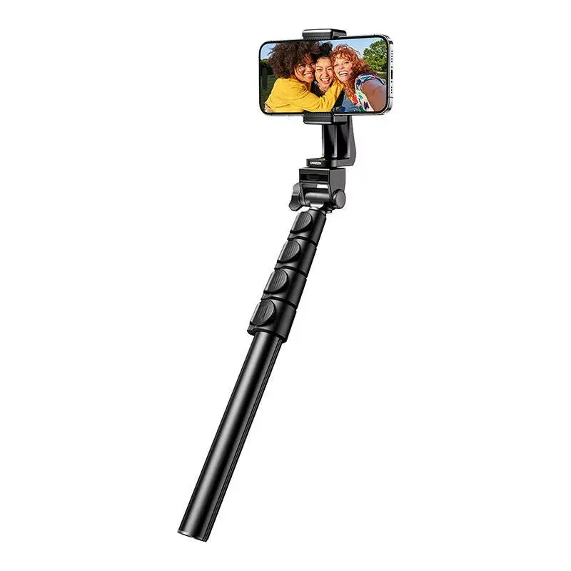 Selfie stick UGREEN LP680 Bluetooth with remote, extension up to 1.7 m, max height 180 cm, universal compatibility, Melns
