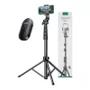 Selfie stick UGREEN LP680 Bluetooth with remote, extension up to 1.7 m, max height 180 cm, universal compatibility, Melns