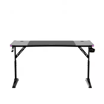 Regulējama augstuma spēļu galds huzaro Hero 3.6 RGB melns — 1400×600 mm, augstums 560–790 mm, RGB apgaismojums, H veida kājas