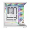 PC case MODECOM VOLCANO STELLAR PLUS ARGB MIDI 8F balta — mid-tower, ATX, rūdīts stikls, ARGB apgaismojums, 8 ventilatori, GPU līdz 42 cm