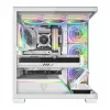 PC case MODECOM VOLCANO STELLAR PLUS ARGB MIDI 8F balta — mid-tower, ATX, rūdīts stikls, ARGB apgaismojums, 8 ventilatori, GPU līdz 42 cm