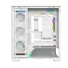 PC case MODECOM VOLCANO STELLAR PLUS ARGB MIDI 8F balta — mid-tower, ATX, rūdīts stikls, ARGB apgaismojums, 8 ventilatori, GPU līdz 42 cm
