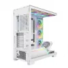 PC case MODECOM VOLCANO STELLAR PLUS ARGB MIDI 8F balta — mid-tower, ATX, rūdīts stikls, ARGB apgaismojums, 8 ventilatori, GPU līdz 42 cm
