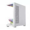 PC case MODECOM VOLCANO STELLAR PLUS ARGB MIDI 8F balta — mid-tower, ATX, rūdīts stikls, ARGB apgaismojums, 8 ventilatori, GPU līdz 42 cm