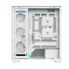 PC case MODECOM VOLCANO STELLAR PLUS ARGB MIDI 8F balta — mid-tower, ATX, rūdīts stikls, ARGB apgaismojums, 8 ventilatori, GPU līdz 42 cm