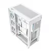 PC case MODECOM VOLCANO STELLAR PLUS ARGB MIDI 8F balta — mid-tower, ATX, rūdīts stikls, ARGB apgaismojums, 8 ventilatori, GPU līdz 42 cm