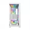 PC case MODECOM VOLCANO STELLAR PLUS ARGB MIDI 8F balta — mid-tower, ATX, rūdīts stikls, ARGB apgaismojums, 8 ventilatori, GPU līdz 42 cm