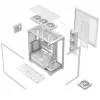 PC case MODECOM VOLCANO STELLAR PLUS ARGB MIDI 8F balta — mid-tower, ATX, rūdīts stikls, ARGB apgaismojums, 8 ventilatori, GPU līdz 42 cm