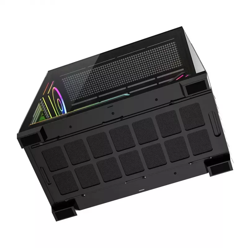 PC vidējā torņa korpuss MODECOM VOLCANO STELLAR PLUS ARGB MIDI, 5 priekšējie ventilatori, rūdīts stikls, USB-C