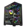 PC vidējā torņa korpuss MODECOM VOLCANO STELLAR PLUS ARGB MIDI, 5 priekšējie ventilatori, rūdīts stikls, USB-C