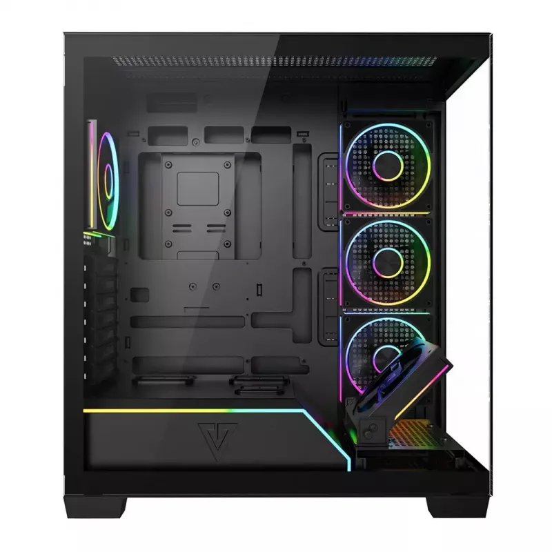 PC vidējā torņa korpuss MODECOM VOLCANO STELLAR PLUS ARGB MIDI, 5 priekšējie ventilatori, rūdīts stikls, USB-C