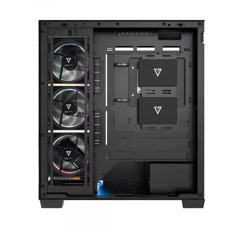 PC vidējā torņa korpuss MODECOM VOLCANO STELLAR PLUS ARGB MIDI, 5 priekšējie ventilatori, rūdīts stikls, USB-C