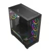 PC vidējā torņa korpuss MODECOM VOLCANO STELLAR PLUS ARGB MIDI, 5 priekšējie ventilatori, rūdīts stikls, USB-C