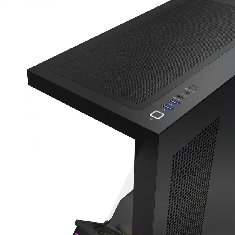 PC vidējā torņa korpuss MODECOM VOLCANO STELLAR PLUS ARGB MIDI, 5 priekšējie ventilatori, rūdīts stikls, USB-C