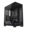 PC korpuss MODECOM VOLCANO STELLAR PLUS MIDI MELNS — mid-tower ATX, rūdīts stikls, USB-C, atbalsta līdz 420 mm GPU